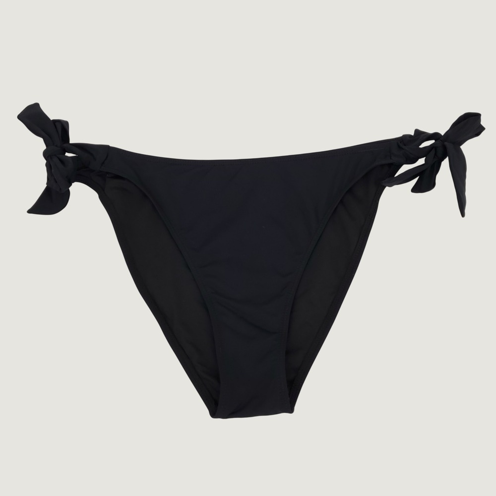 Holipick Side Tie Low Rise Bikini Swim Bottom Large Black Lined Stretch New